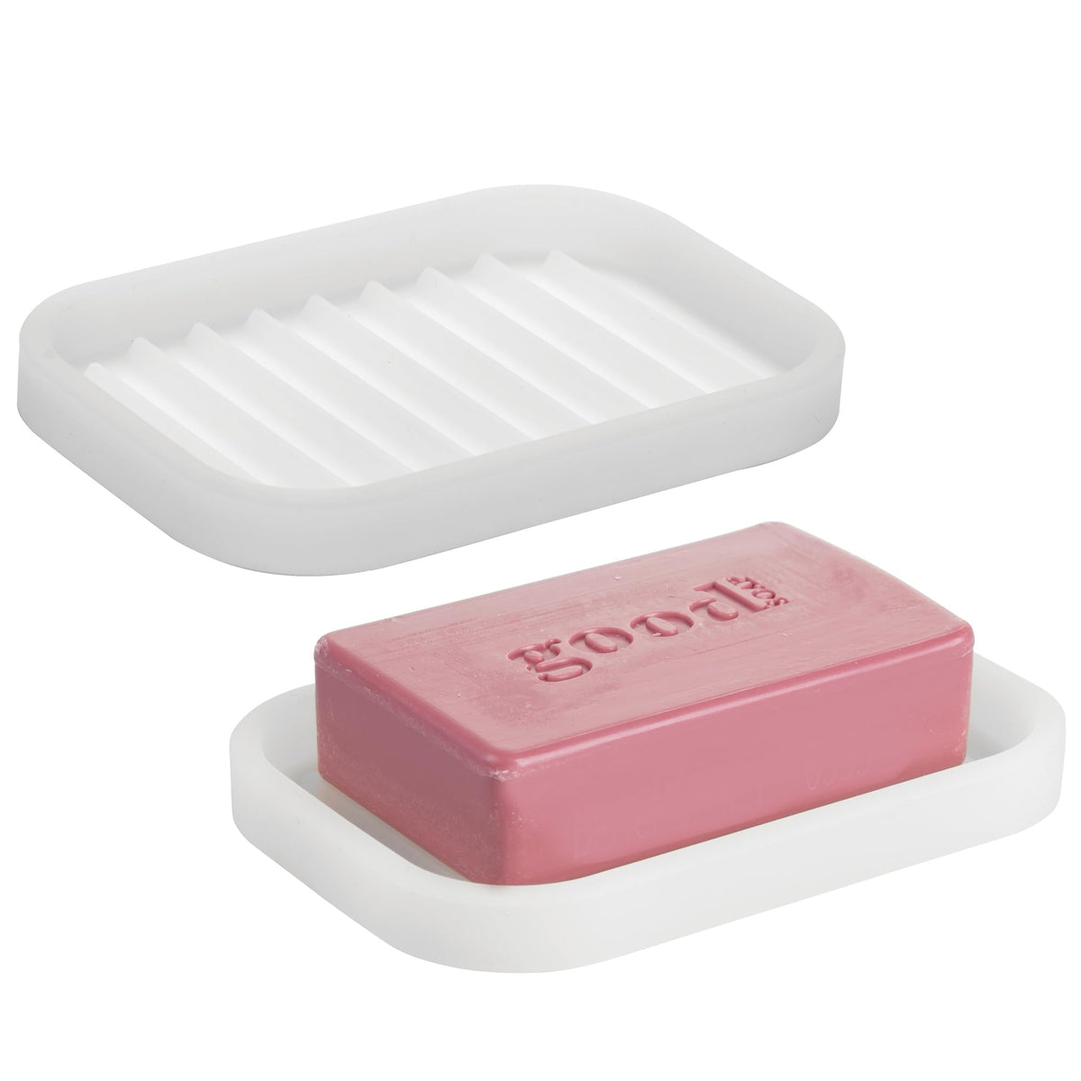 iDesign Silicone Soap Dish, Gray, Rectangular, 5" x 3.5" x 5"
