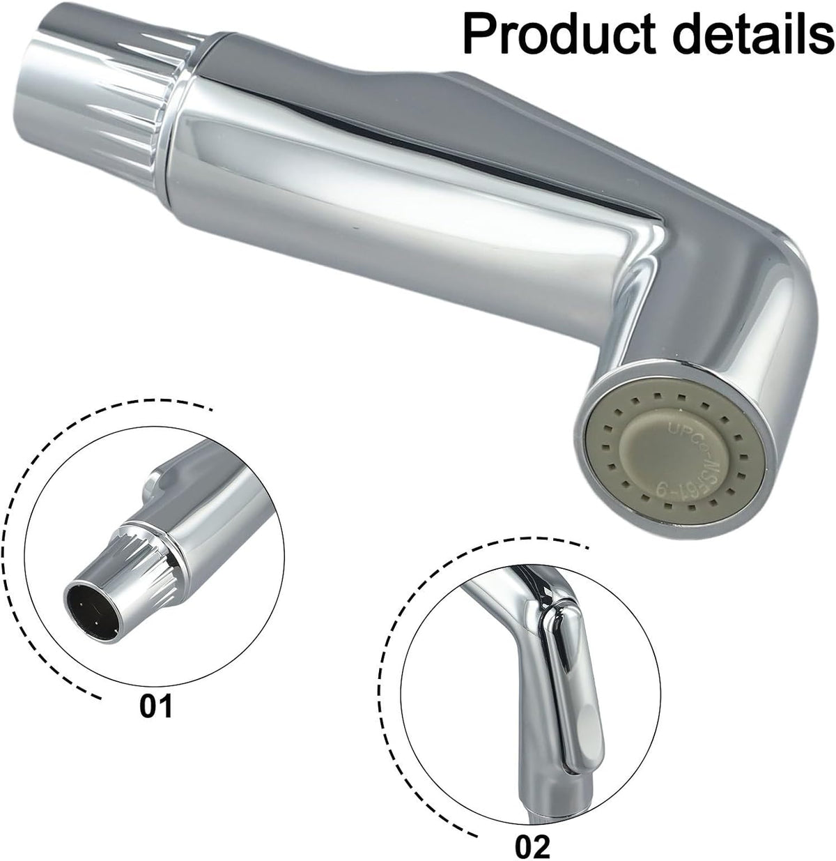 Kitchen Sink Side Sprayer Head Replacement, Chrome ABS Plastic Spray Nozzle Attachment for Easy Cleaning of Hard to Reach Spots and Stains in Modern Home