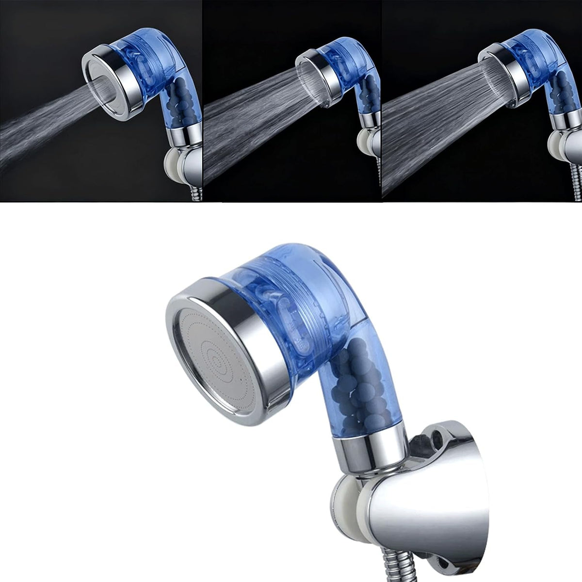Blue Shampoo Bowl Sprayer Head with Filter, Sink Faucet Sprayer Attachment Salon Shampoo Bowl Spray Head Pedicure Chair Shower Head for Portable Salon Sink, 3 Sprayer Modes & High Pressure
