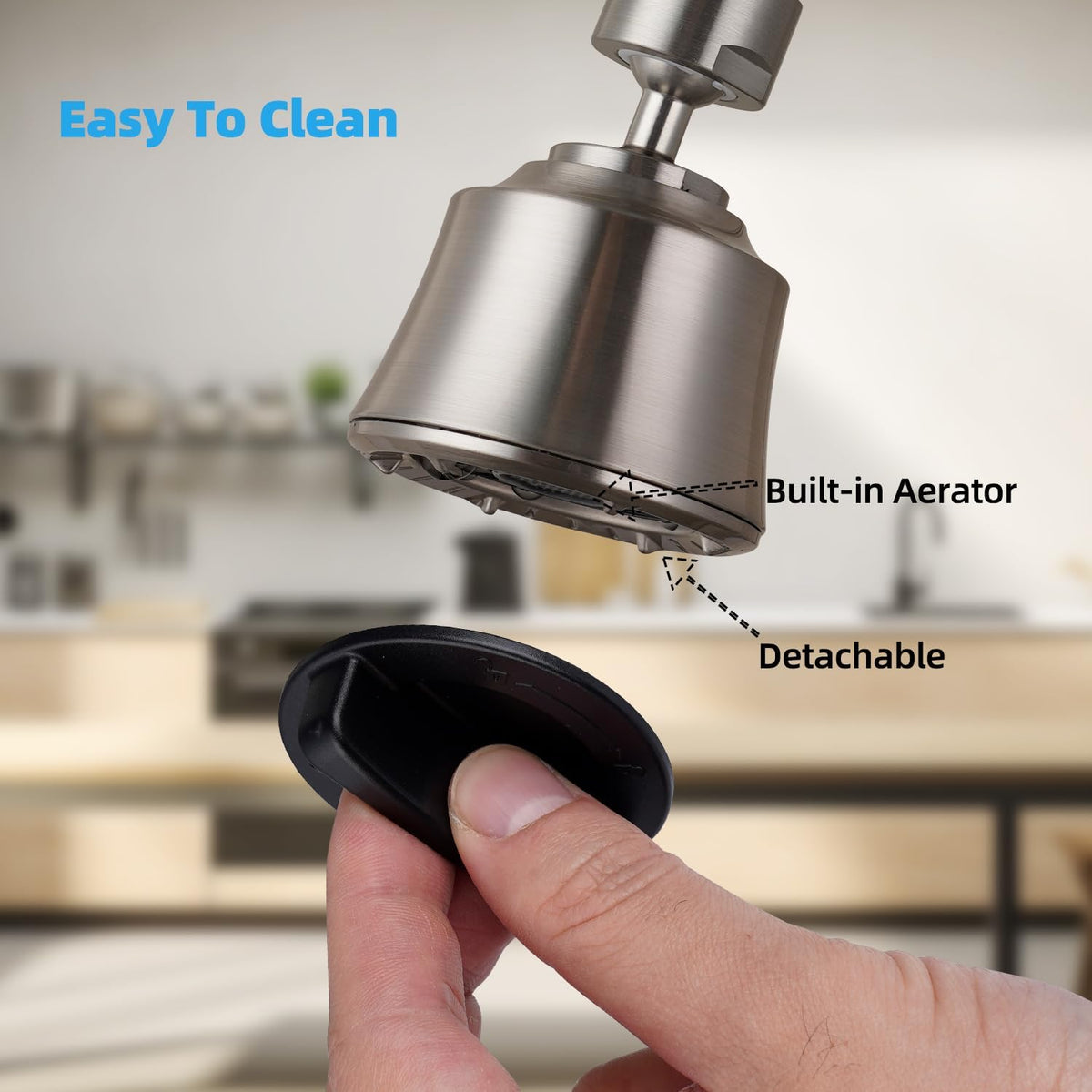 Faucet Aerator 4 Modes, 360° Swivel Faucet Sprayer Head, Brushed Nickel