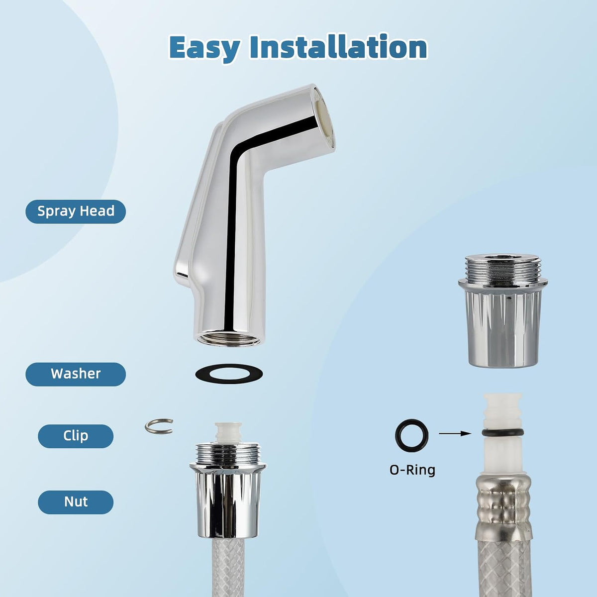 Hygie Rinse Universal Fit Kitchen Sink Spray Attachment, Silver Chrome