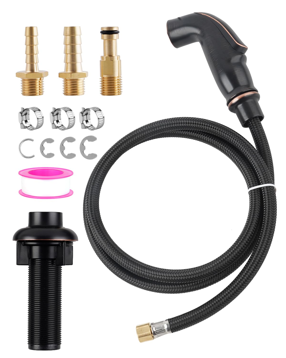 Universal Kitchen Sink Spray Head/Hose/Holder Set, Brushed Nickel