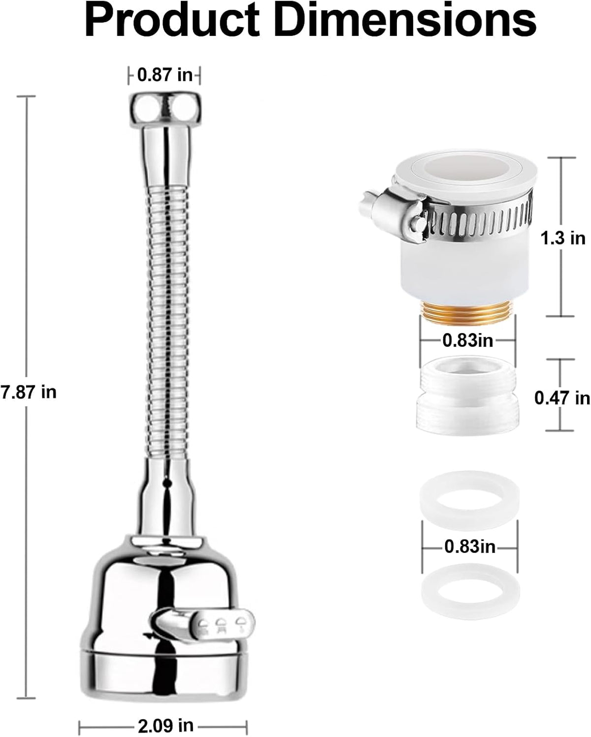 Faucet Sprayer Attachment，Kitchen Faucet Head Replacement 360° Rotatable 3-Speed Faucet Extender with Universal Aluminum Adapter for Kitchen Sink