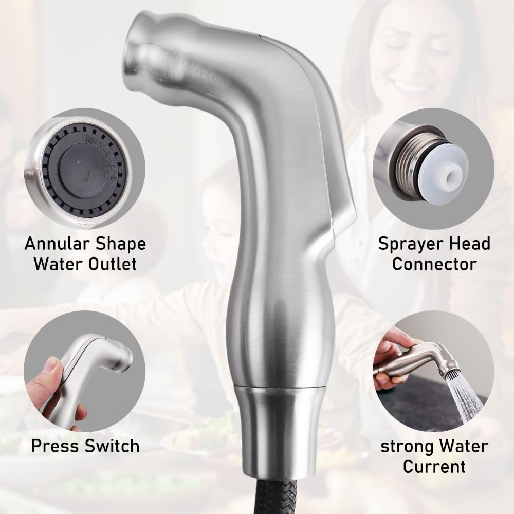 Moen Kitchen Sink Sprayer - Side Sprayer with Braided Hose/Holder, Brushed Nickel