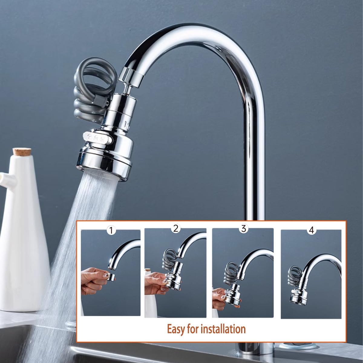 Sink Sprayer Attachment for Faucet, Faucet Extender Sprayer with Stretchable Hose - Kitchen Sink Sprayer, 3 Water Outlet Modes, Kitchen Water Saving Aerator
