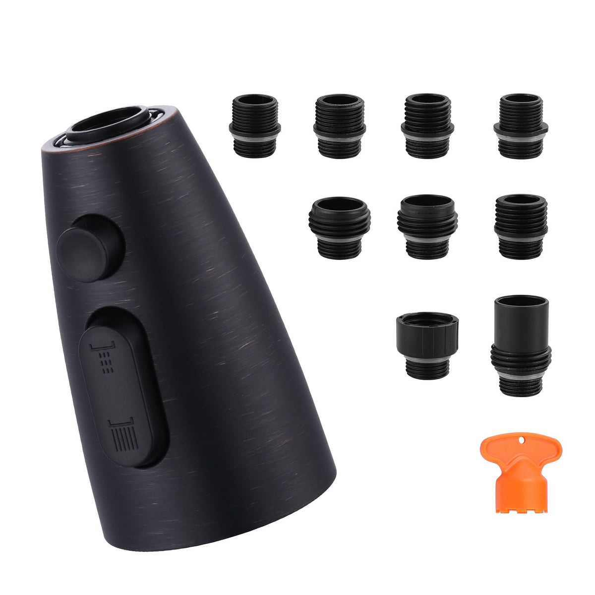 Kitchen Faucet Head Replacement:Stainless Steel Spray Head,3 Modes Pull Out Spray Nozzle with 9 Adapters for Kitchen Sink Faucet,Compatible with Moen Kohler Delta Kitchen Faucets G1/2,Brushed Nickel