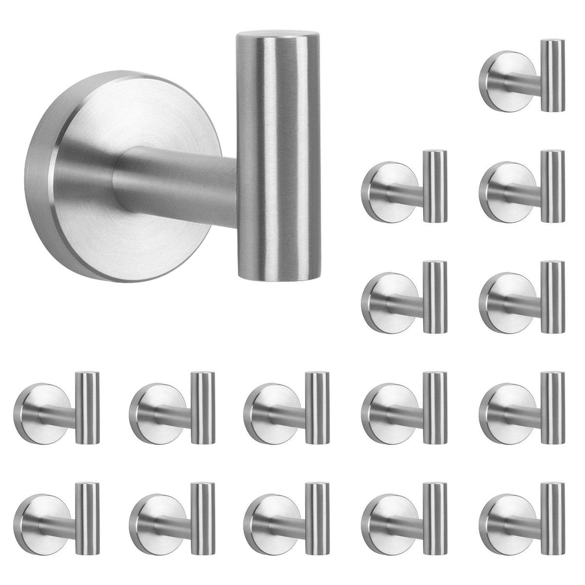 NearMoon Bath Towel Hooks- SUS 304 Stainless Steel Robe Hook Holder, Heavy Duty Coat Hook for Bathroom Livingroom Hotel Kitchen Garage, Wall Mounted (Chrome Finish, 4 Pack)