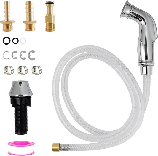 Universal Kitchen Sink Sprayer, Faucet Spray Head with Quick Adapter-Chrome