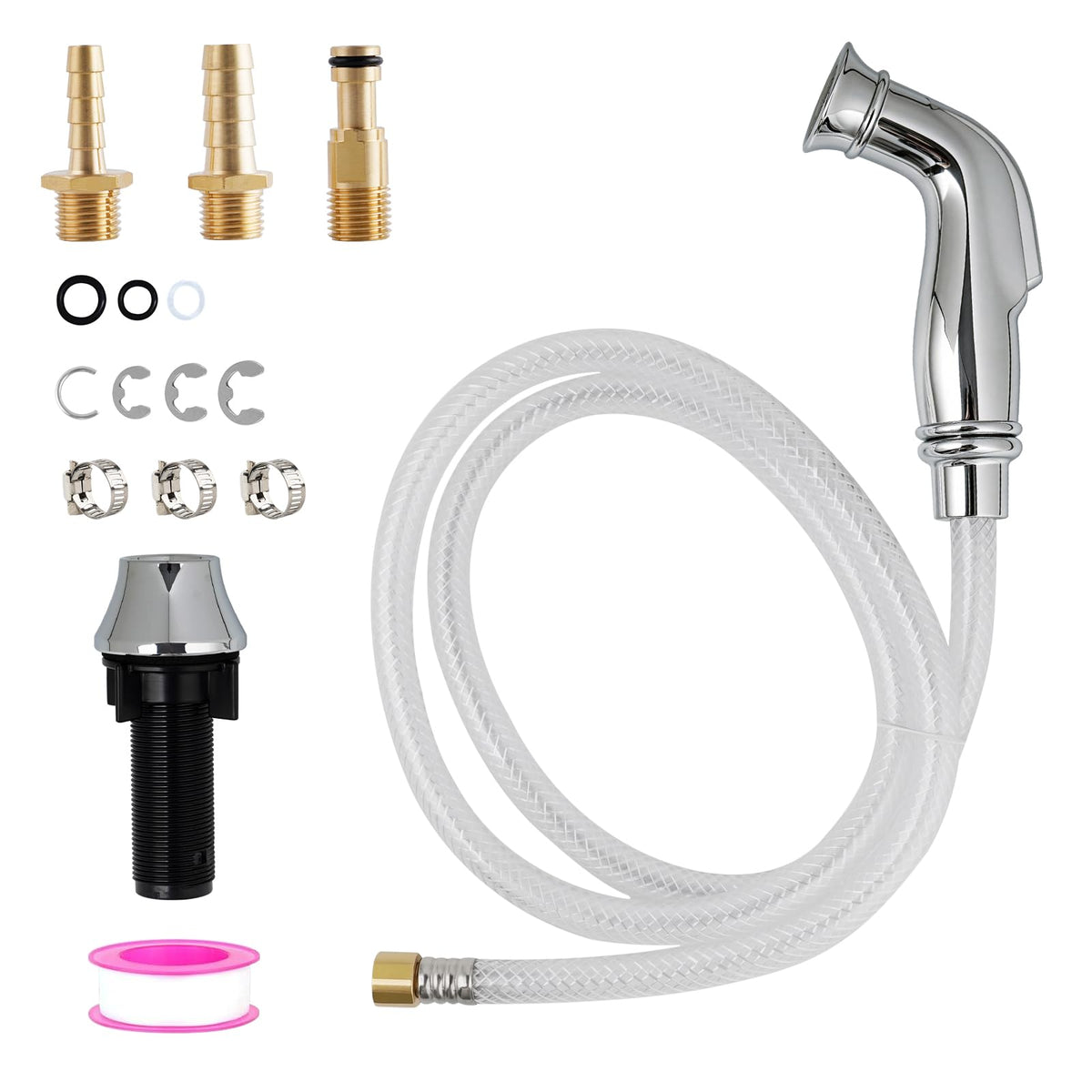 Universal Kitchen Sink Sprayer, Faucet Spray Head with Quick Adapter-Chrome