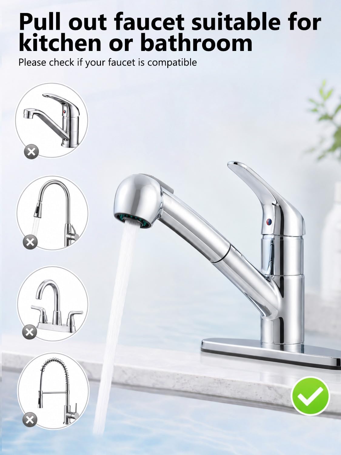 Pull Out Sink Sprayer Head Replacement, Kitchen Faucet Nozzle G1/2