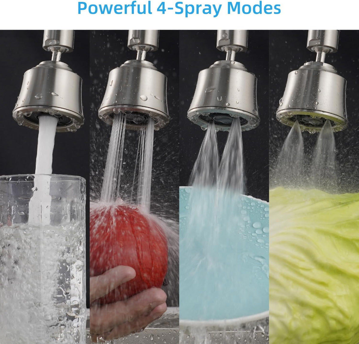 Faucet Aerator 4 Modes, 360° Swivel Faucet Sprayer Head, Brushed Nickel