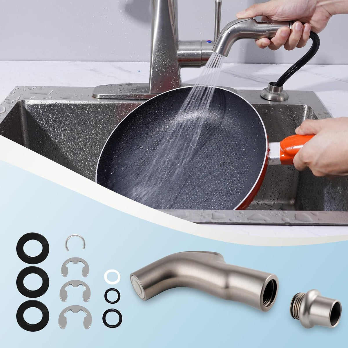 Universal Sink Faucet Sprayer Attachment, Nozzle Head, Brushed Nickel