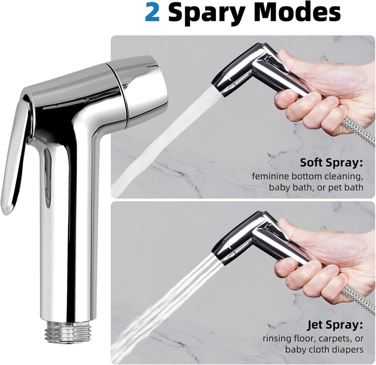Hibbent Sink Faucet Hose Sprayer Attachment with 10 Adapters - Dual Function Handheld Bidet, Rinser & Shower Head - for Feminine Hygiene, Baby Diaper Cleaning & Pet Bathing