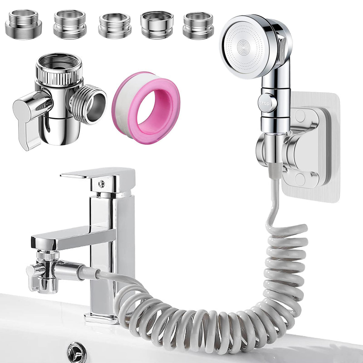 Sink Faucet Sprayer Attachment Set G1/2 Shower Head with 9.8ft Hose