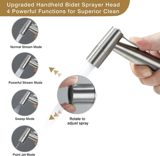 Handheld Bidet Sprayer Head(4-Function, 1-Pack, Brushed Nickel)