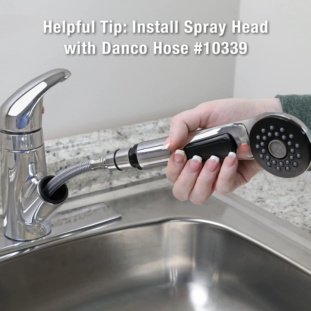 DANCO Kitchen Center Pullout Spray Head, Brushed Nickel, 1-Pack (10409)