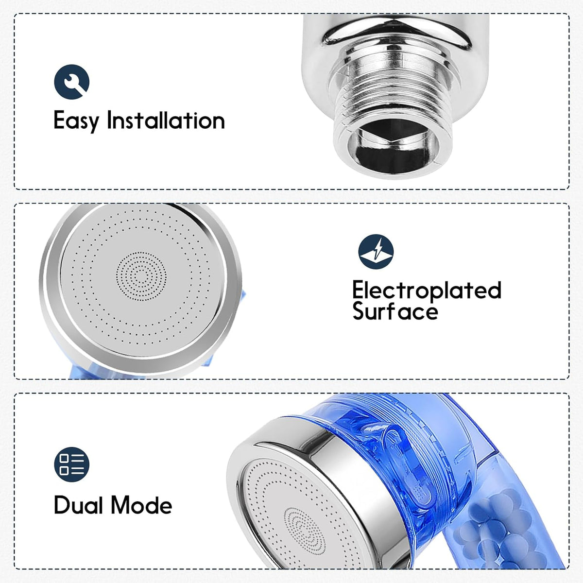 Blue Shampoo Bowl Sprayer Head with Filter, 2PCS Sprayer Head for Portable Salon Sink, 3 Sprayer Modes and High Pressure