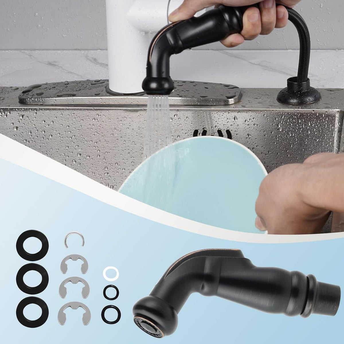 Universal Kitchen Side Sprayer Head, Nozzle Head Only, Oil Rubbed Bronze