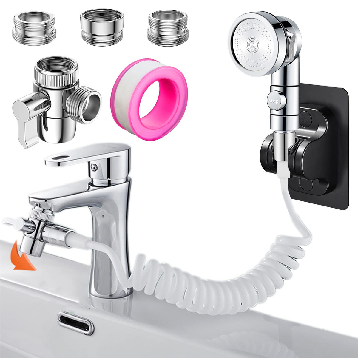 Sink Faucet Sprayer Attachment Set G1/2 Shower Head with 9.8ft Hose