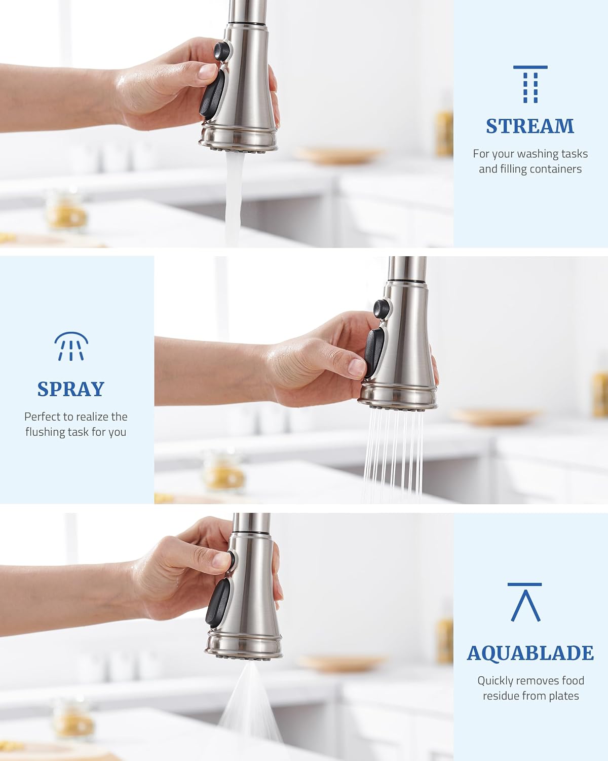 Kitchen Faucet Spray Head Replacement with 15 Adapters, Brushed Nickel