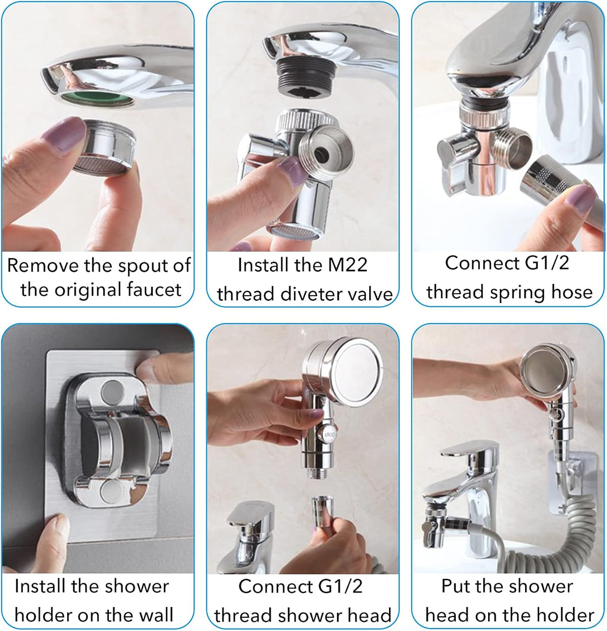 Sink Faucet Sprayer Attachment Set G1/2 Shower Head with 9.8ft Hose