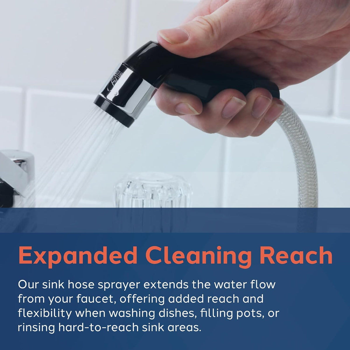 PlumbCraft Kitchen Sink Sprayer with Hose, Black, Thumb-Triggered