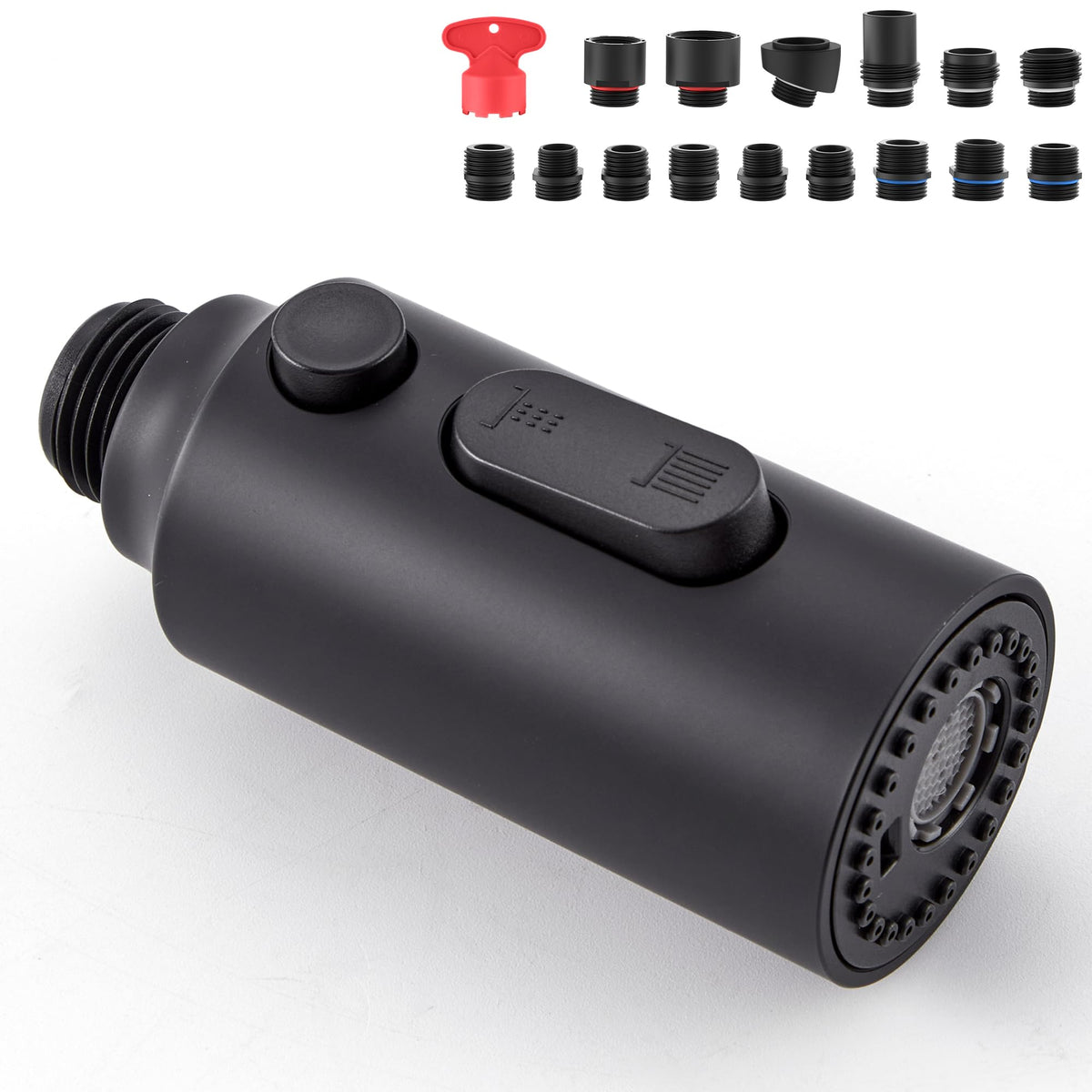 Kitchen Faucet Spray Head Replacement, Pull Down Faucet Head Replacement with 15 Adapters, 3 Function Spray Nozzle for Kitchen Faucet, Replacement Pull Out Faucet Head, Brushed Nickel