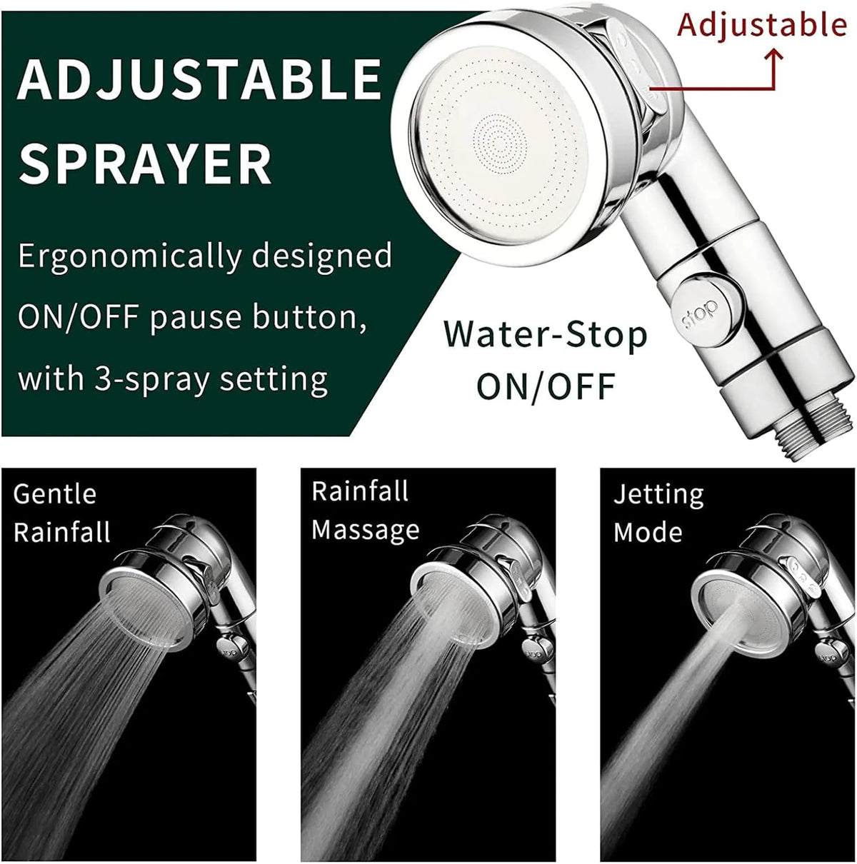 Sink Faucet Sprayer Attachment - Salon Shampoo Bowl Spray Head, Pedicure Chair Shower Head With Stop Water-saving Function, Adjustable Handheld Sprayer for Salon & Spa Chairs