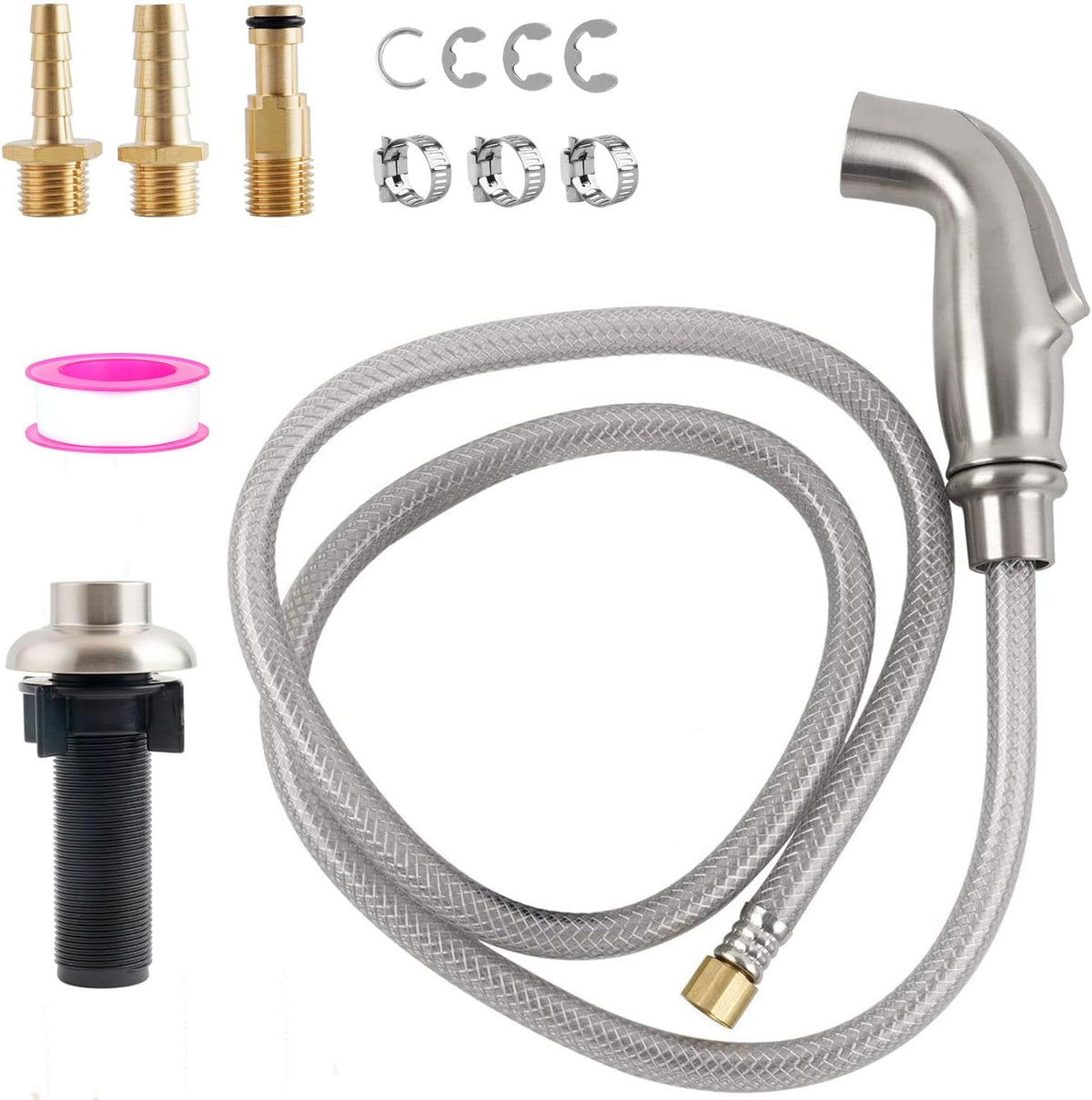 Universal Kitchen Sink Sprayer Replacement, Quick Connector, Brushed Nickel