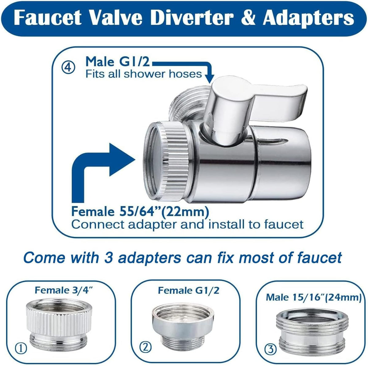Sink Sprayer Attachment for Faucet, Kitchen Bathroom On/Off Handheld Shower Head with Flexible Hose, Faucet Aerator & Diverter Valve, Connect Different Sink Faucets, for Hair Washing Pet Shower