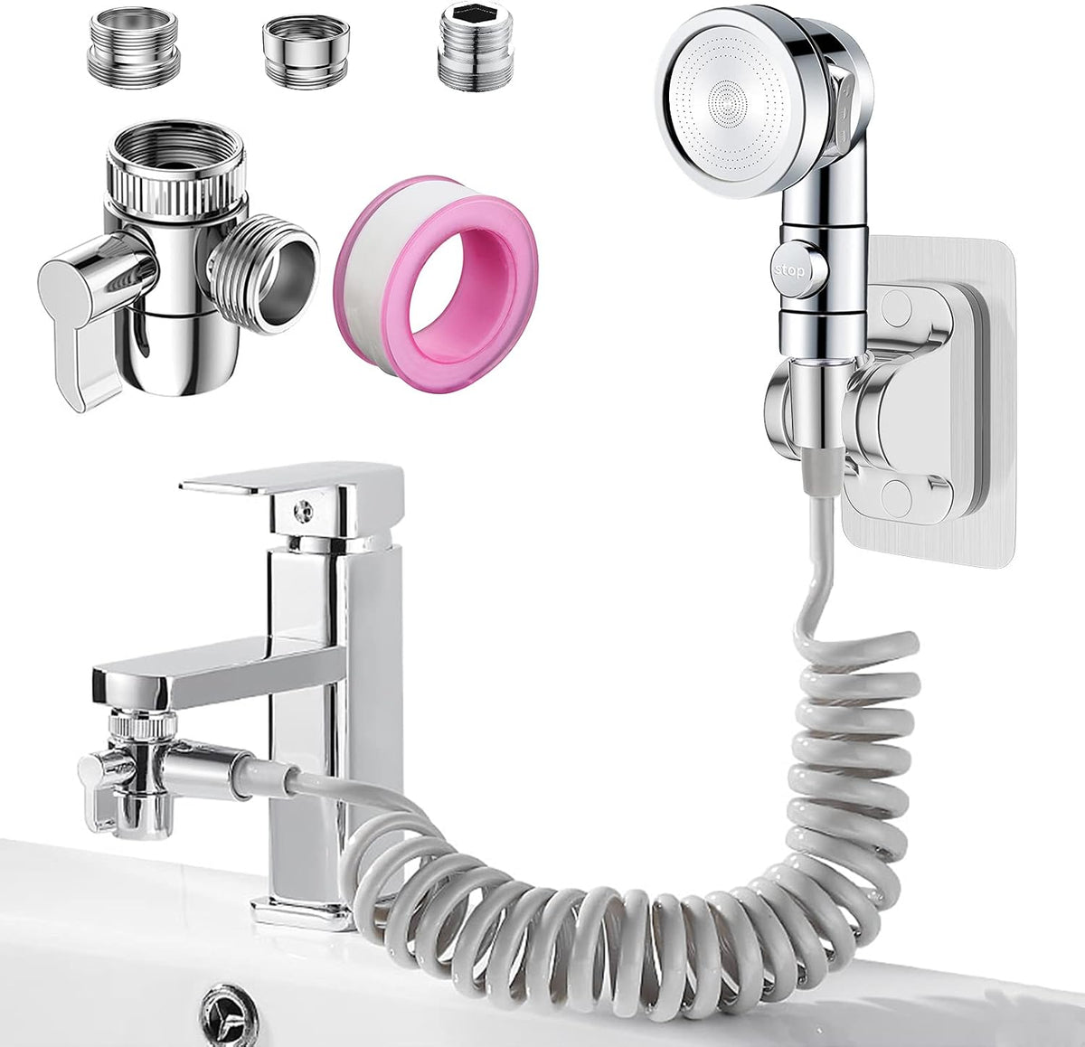 Sink Faucet Sprayer Attachment Set G1/2 Shower Head with 9.8ft Hose