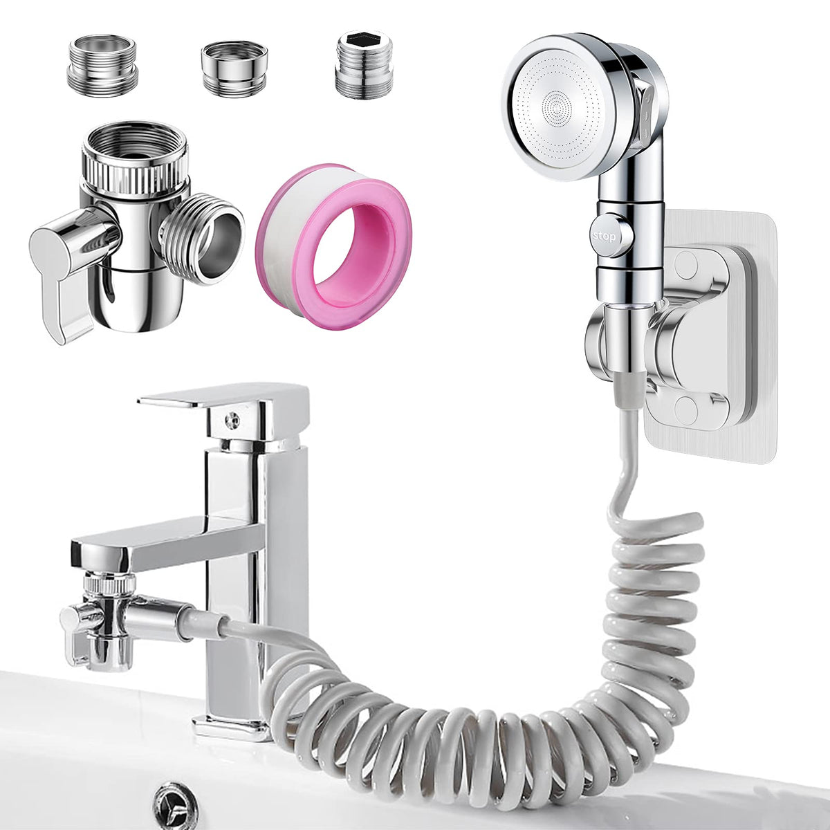 Sink Faucet Sprayer Attachment Set G1/2 Shower Head with 9.8ft Hose