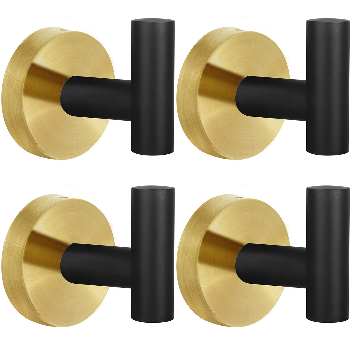 Towel Hooks Bathroom Coat Robe Hook Stainless Steel Heavy Duty Door Hanger Towel Robe Clothes Cabinet Wall for Bathroom Bedroom Kitchen Hotel Pool 4 Packs (Gold)