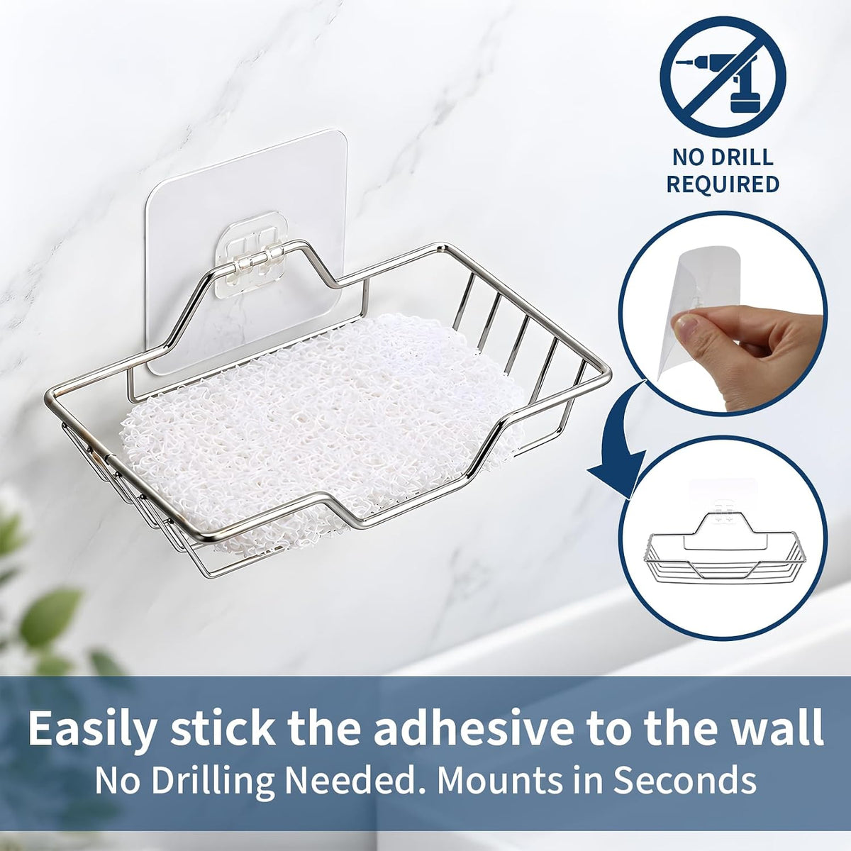 2 Pack soap Holder Shower, Adhesive soap Dish for Bathroom Whit soap Saver