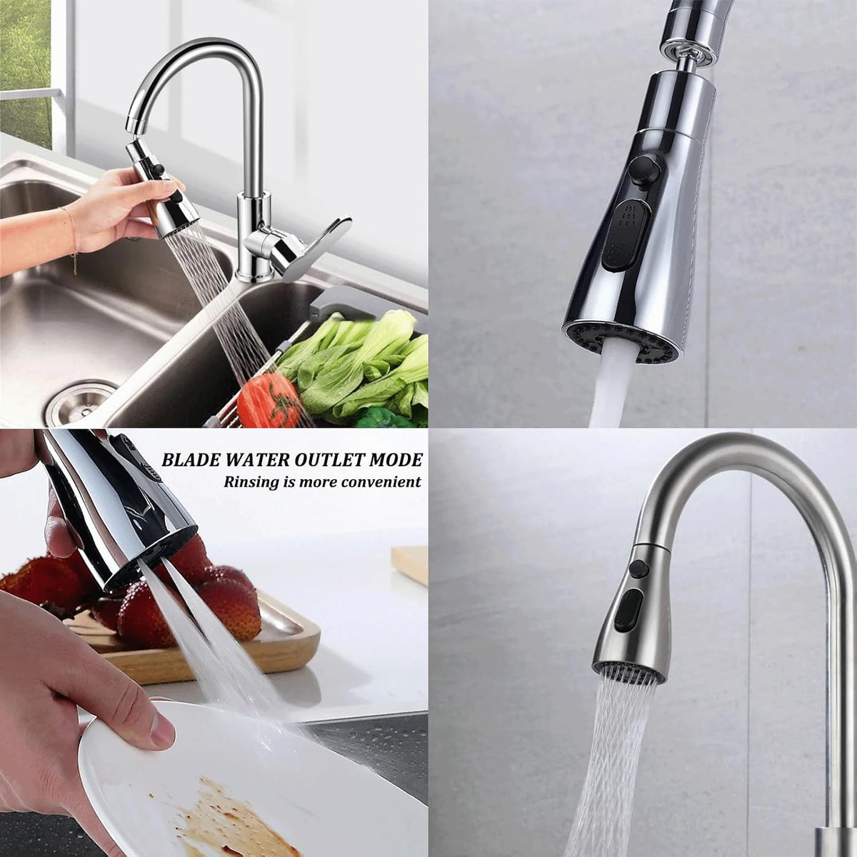 Kitchen Faucet Head Replacement with 9 Adapters, Metal Pull Down Sink Faucet Head, 3 Function Sink Sprayer, American Standard Faucet Adapter, Sink Hose Attachment for Faucet, Moen Kohler Delta Faucets