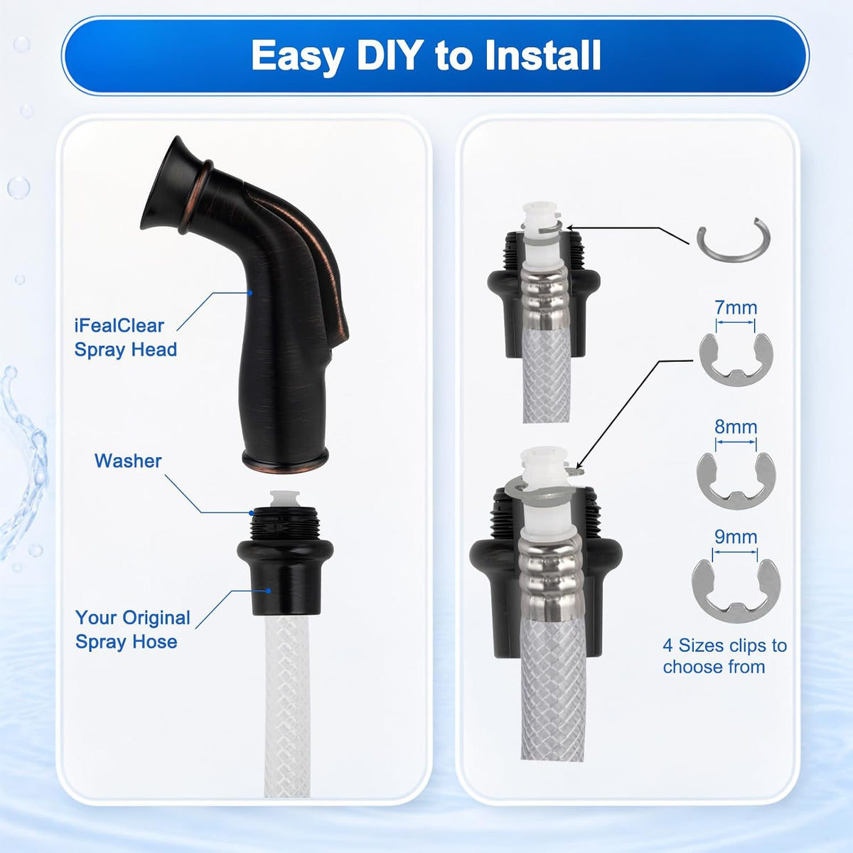 Universal Kitchen Sink Side Sprayer Head Replacement, Oil-Rubbed Bronze