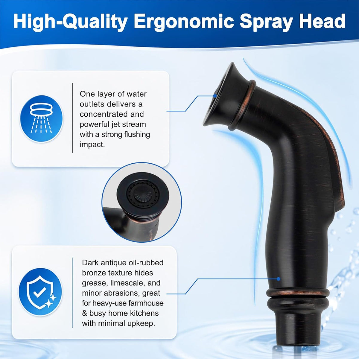 Universal Kitchen Sink Side Sprayer Head Replacement, Oil-Rubbed Bronze