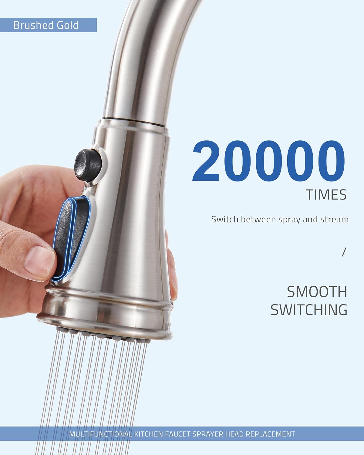 Kitchen Faucet Spray Head Replacement with 15 Adapters, Brushed Nickel