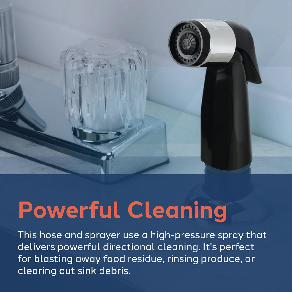 PlumbCraft Kitchen Sink Sprayer with Hose, Black, Thumb-Triggered