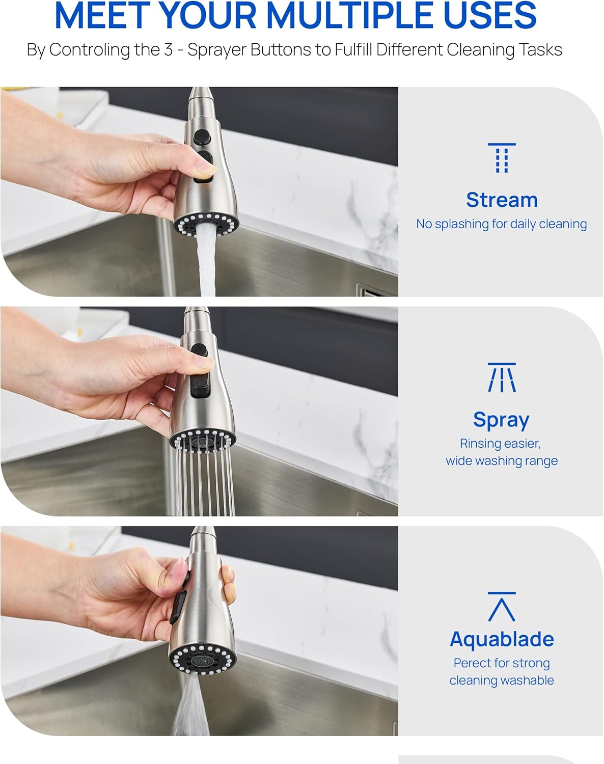 J-HVA Metal Kitchen Faucet Head Replacement with 15 Adapters,Brushed Nickel