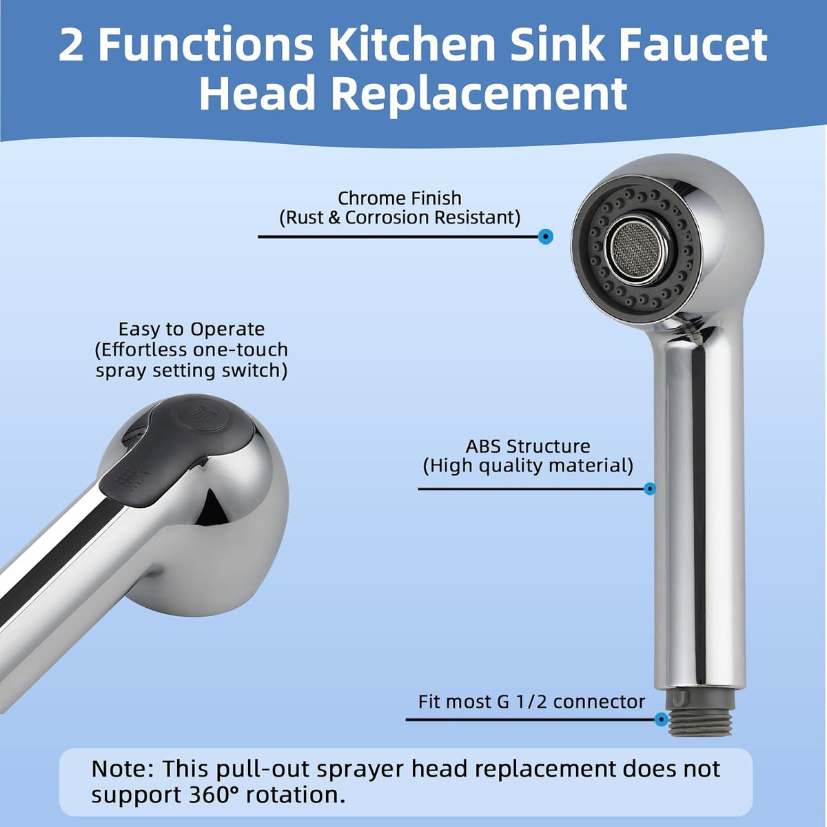 Hibbent Pull Out Sink Sprayer Head Replacement, Kitchen Sink Faucet Head