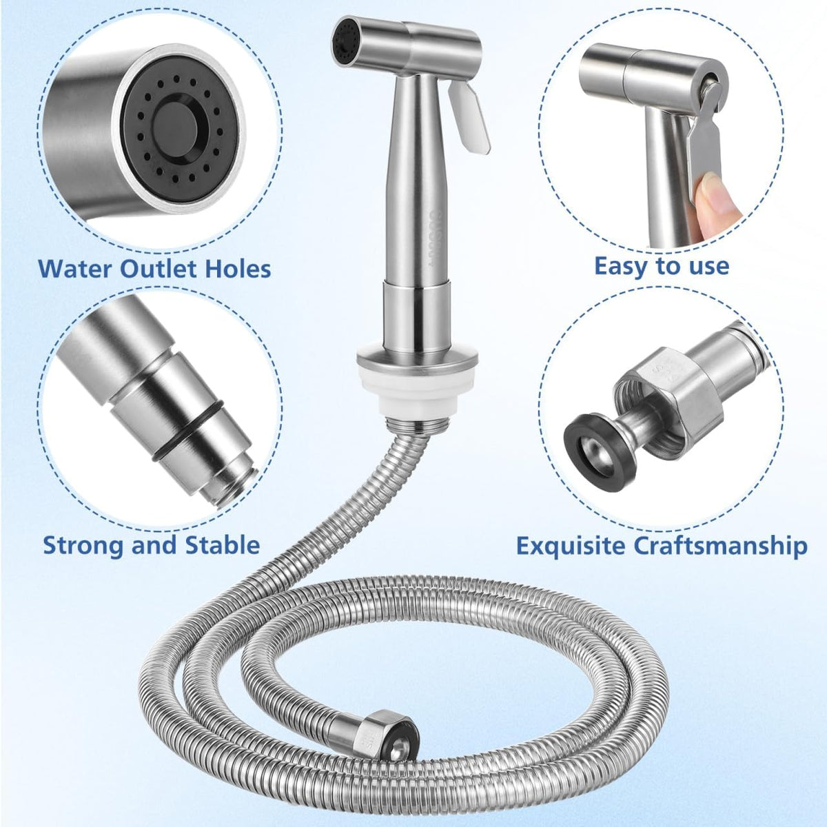 Operitacx Sink Sprayer with Hose, Universal Pull Out 304 Stainless Steel Kitchen Side Sprayer 1/2 inch Connector for Washing Vegetables and Dishes