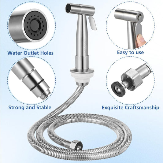 Operitacx Sink Sprayer with Hose, Universal Pull Out 304 Stainless Steel Kitchen Side Sprayer 1/2 inch Connector for Washing Vegetables and Dishes