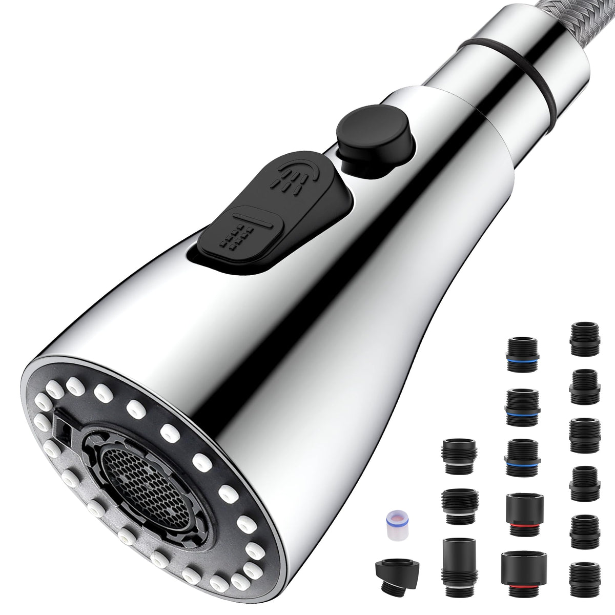 J-HVA Pull Down Kitchen Faucet Sprayer Head Replacement Part,Brushed Nickel