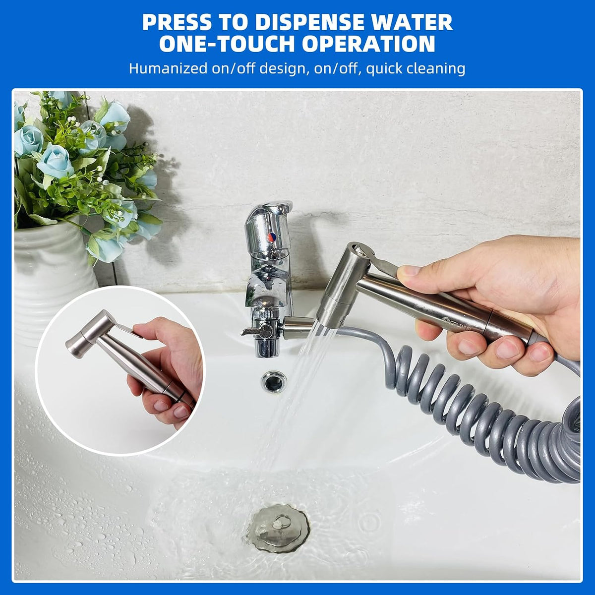 Toilet Bidet Sprayer Head, Durable Stainless Steel Hand Held Shower Bidet, Adjustable Water Pressure Bidet Sprayer, Suitable for Pet Shower