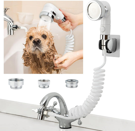 ZCONIEY Sink Faucet Sprayer Attachment, Shower Head Attaches To Tub Faucet, Dog Bathing Hose Shower Set for Laundry Bathroom Kitchen