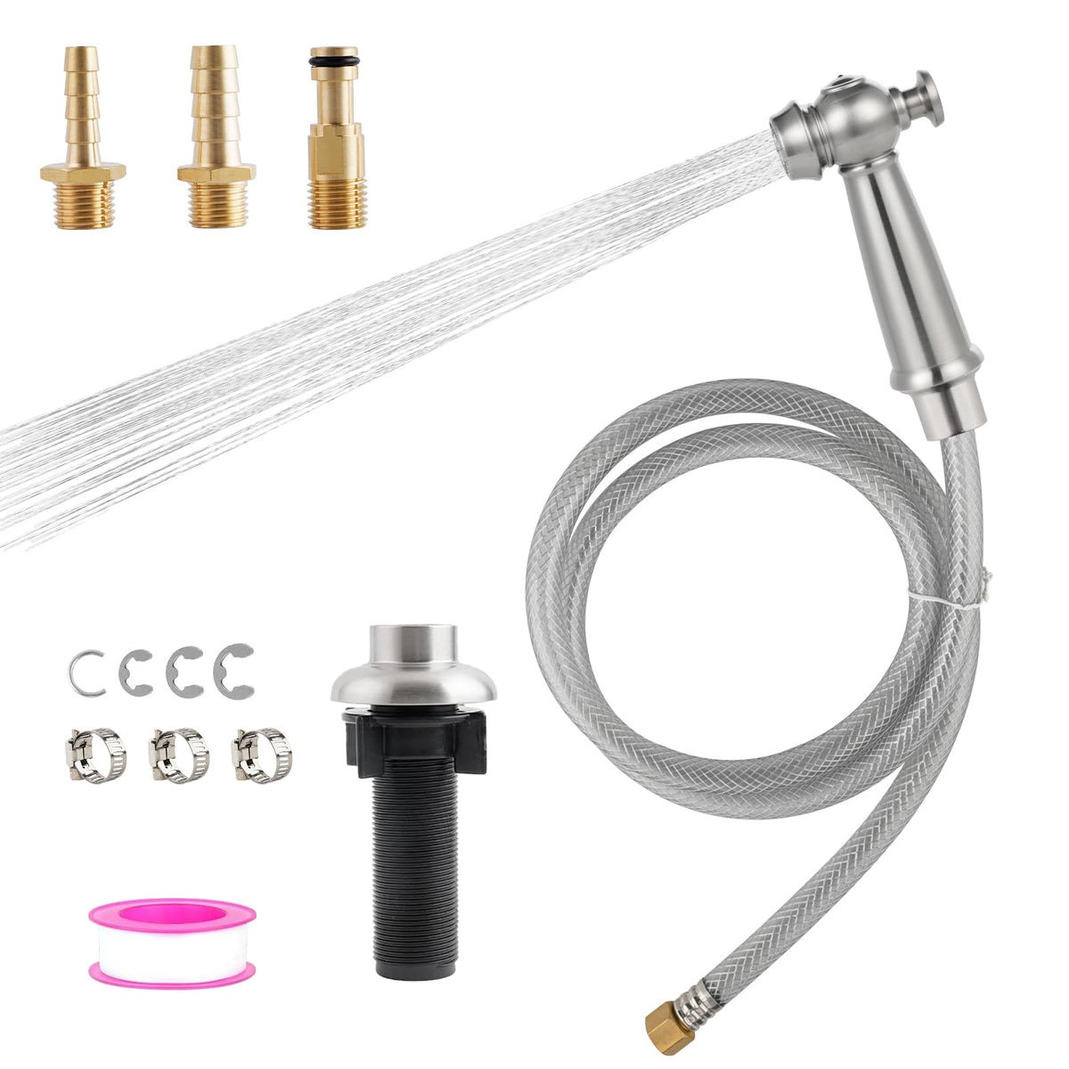 Universal Kitchen Sink Sprayer Replacement, Quick Connector, Brushed Nickel