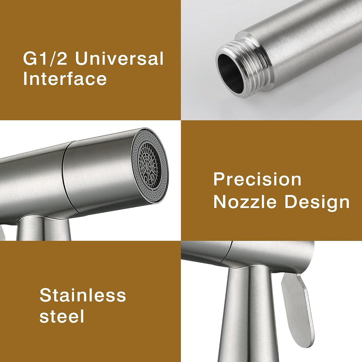 Handheld Bidet Sprayer Head(4-Function, 1-Pack, Brushed Nickel)