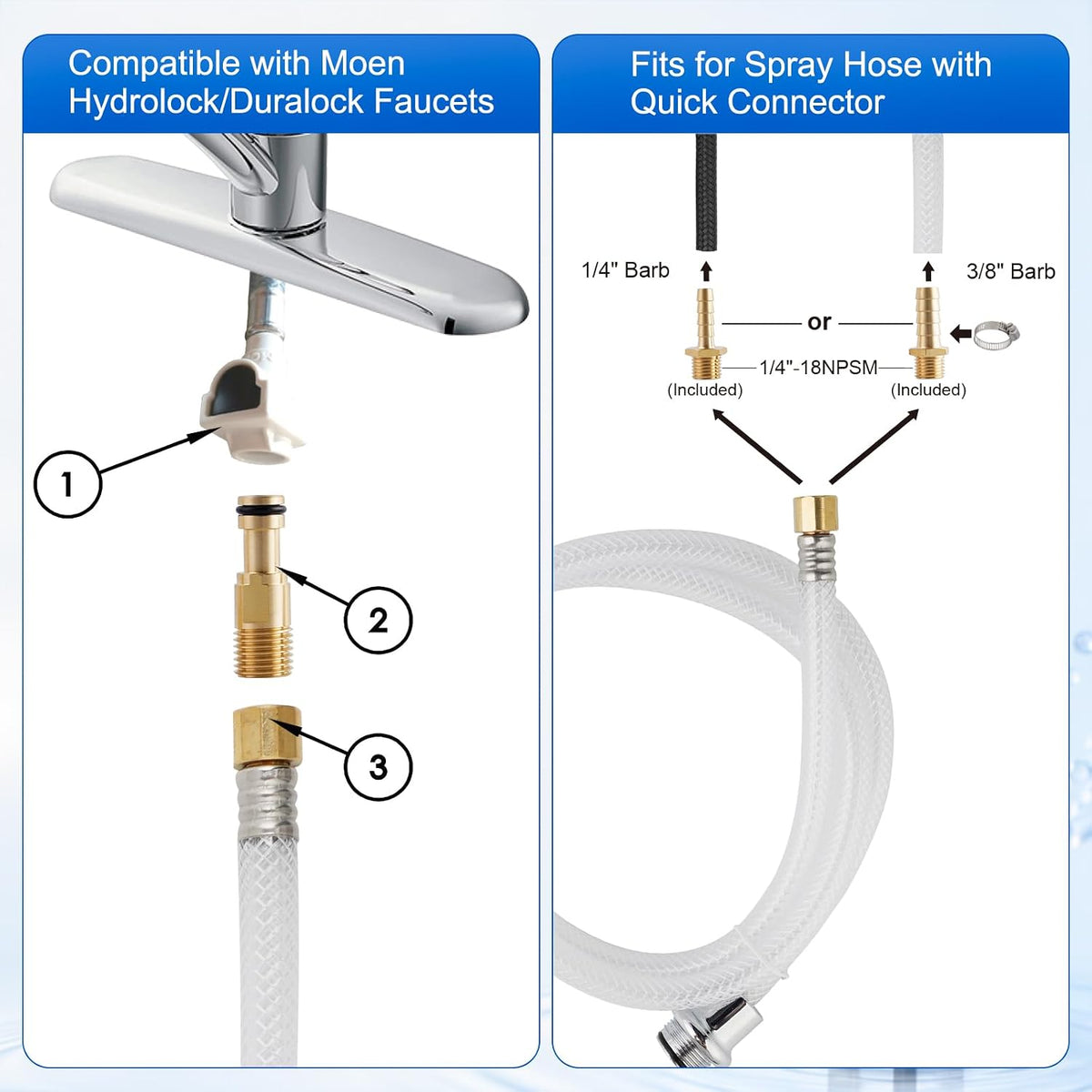 Universal Kitchen Sink Sprayer, Faucet Spray Head with Quick Adapter-Chrome