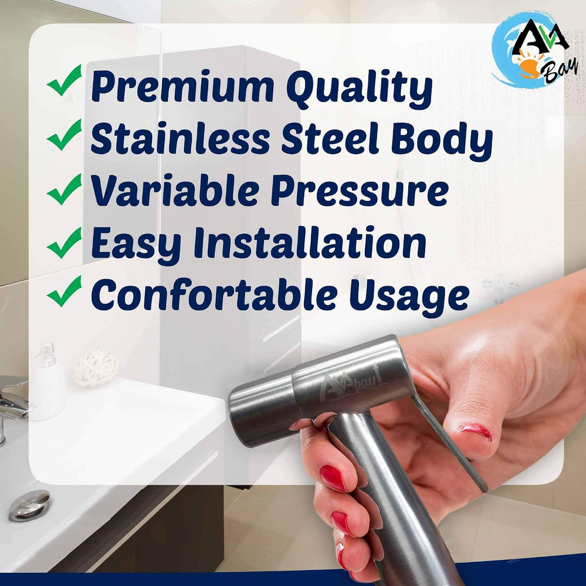 Stainless Steel Sprayer Head-Bidet Spray w/Brushed Chrome Finish - Cloth Diaper Shattaf - Pet Wash